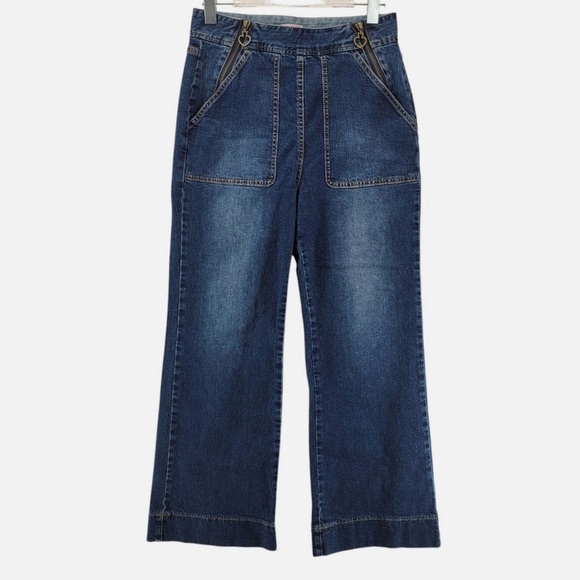 Kate Spade High Waist Wide Leg Flare Jeans — Size 25 Medium Wash - Picture 3 of 9